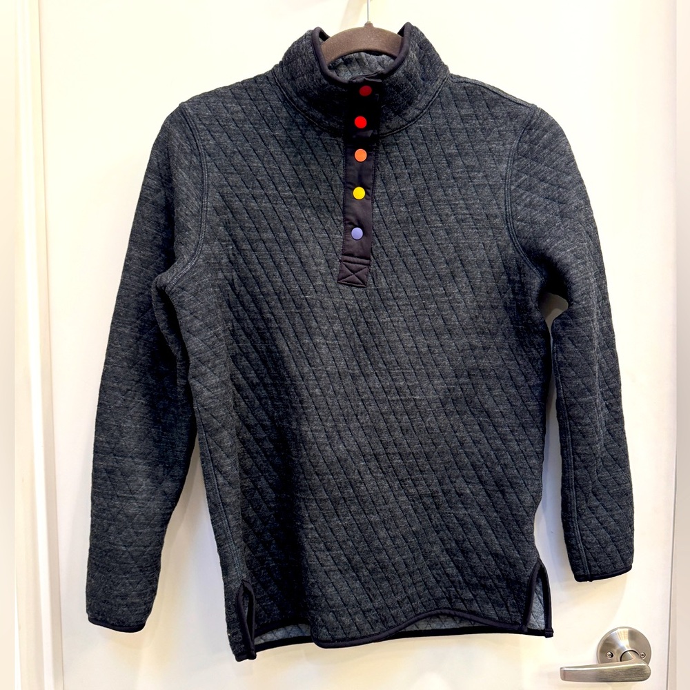 Marine Layer Quilted Charcoal Pullover Hoodie
